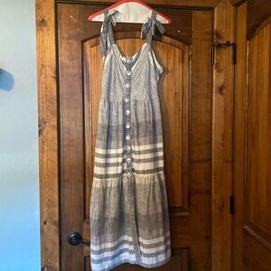 Denim and white colored strappy summer dress